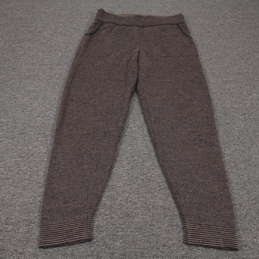 Beyond Threads Pants Womens M Brown Baby Alpaca Knit Jogger Cuffed Elastic Waist